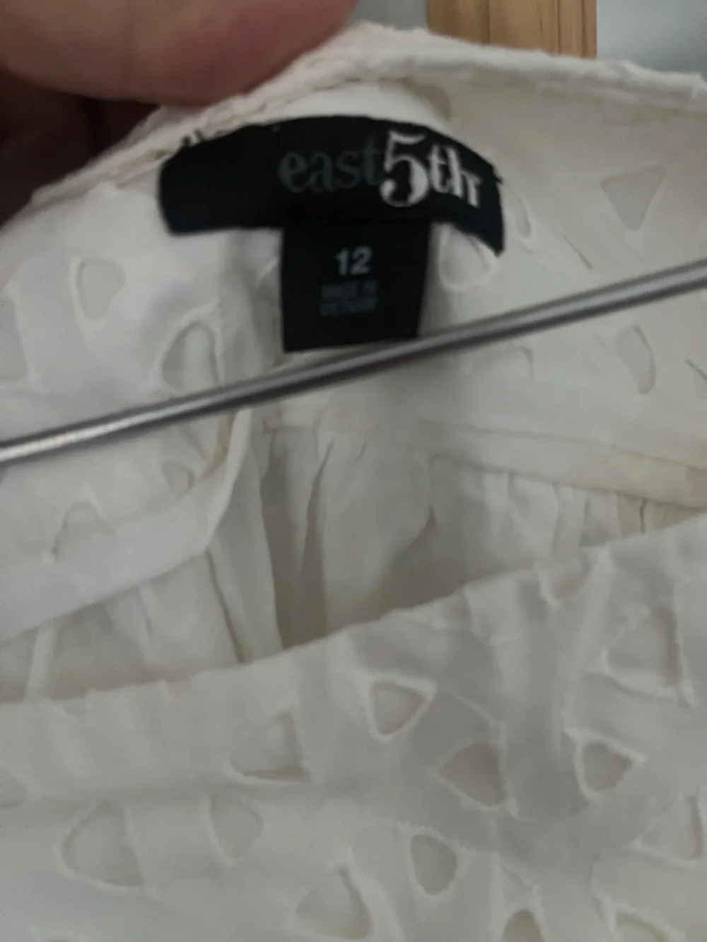 White Eyelet 100% Cotton Skirt , lined Size 12 east 5th brand
